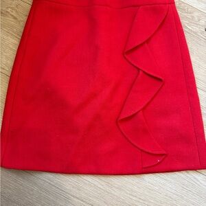 J. Crew Vibrant Red Mini Skirt with Ruffle